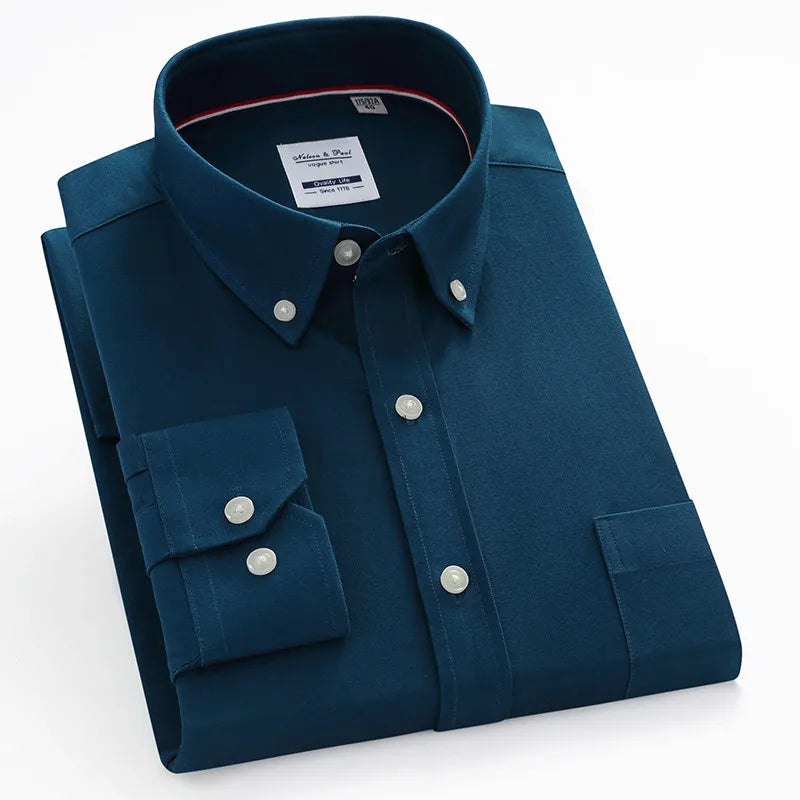 Chemise Homme Oxford Manches Longues Coton Slim Fit – CLEVI Paris