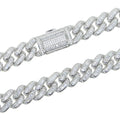 Collier Cuban Link 14mm Iced Out Zircone 5A – Hip Hop Mixte Or & Platine