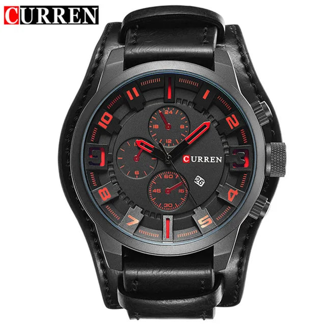 CURREN Montre Quartz Homme Style Chronographe Cuir Date Jour 45mm Mouvement Japonais – CLEVI Paris