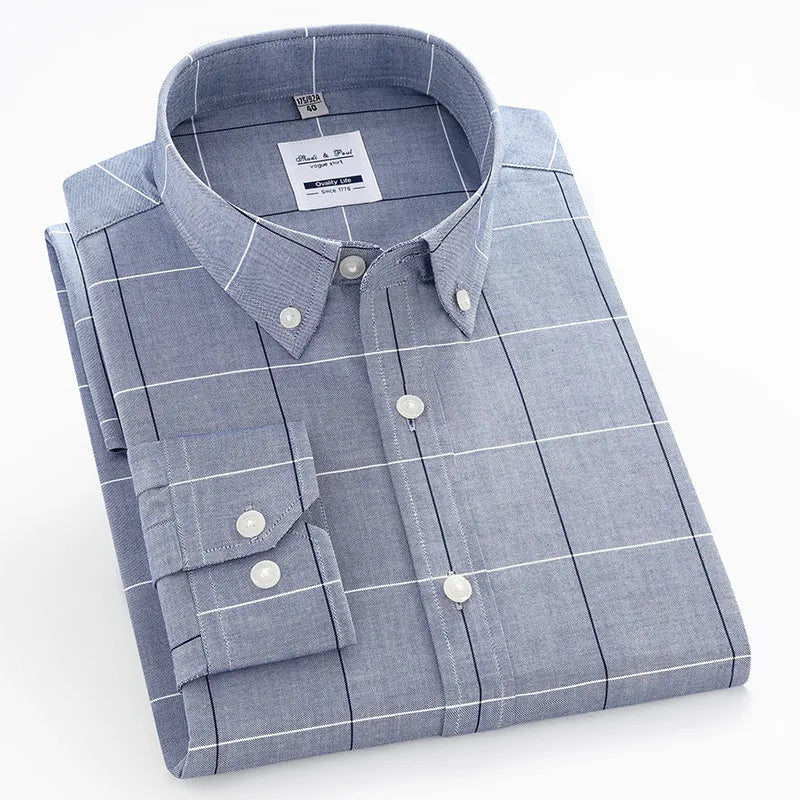 Chemise Homme Oxford Manches Longues Coton Slim Fit – CLEVI Paris