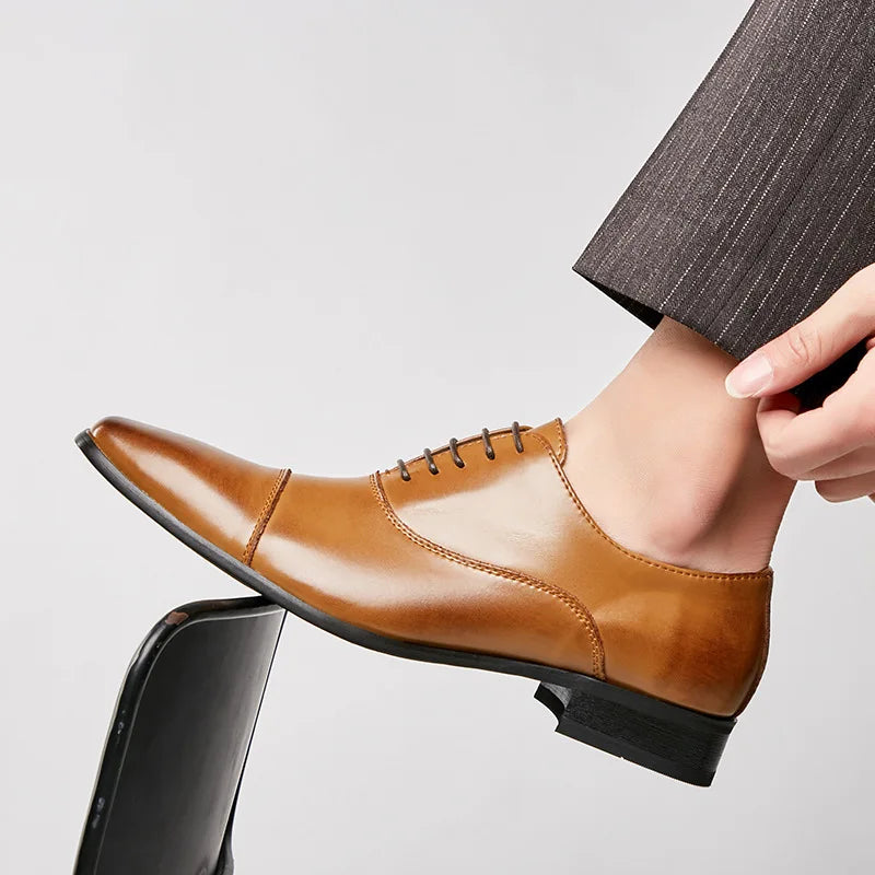 Oxford Cuir Vache Lacets Bout Pointu Homme | Bureau Mariage EU 39-45