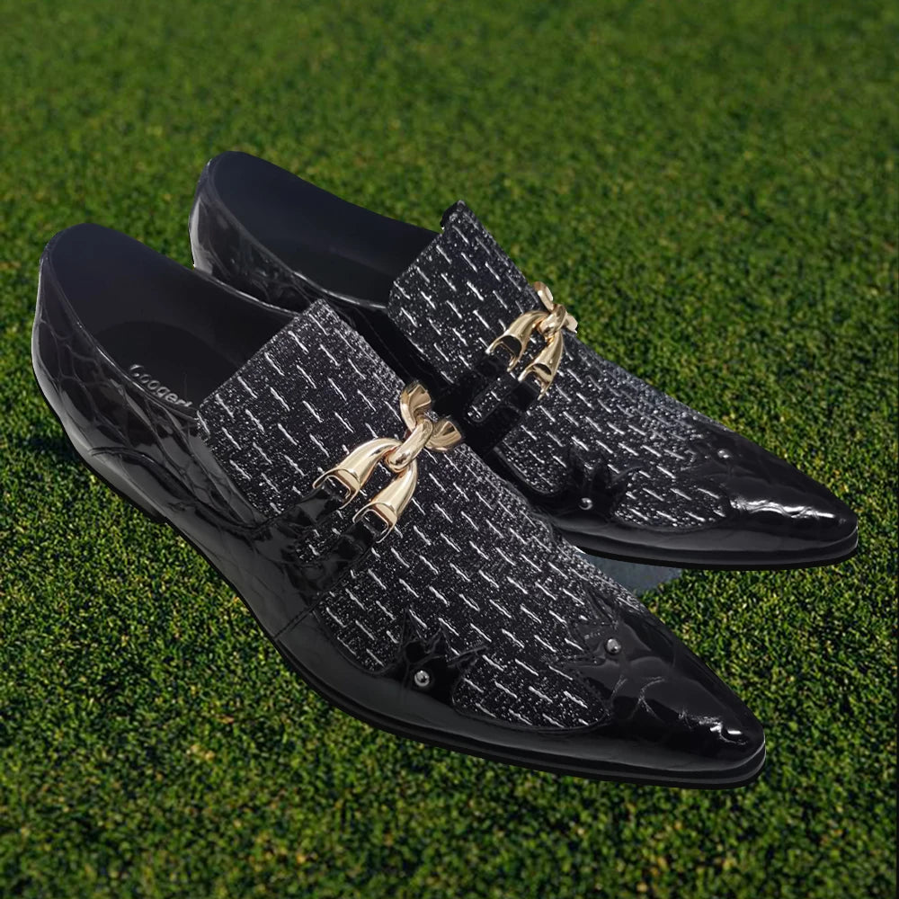 Oxford Homme Slip-On Toile Rayée Bout Pointu Embout Métal Respirant | Bureau & Soirée EU 36-49