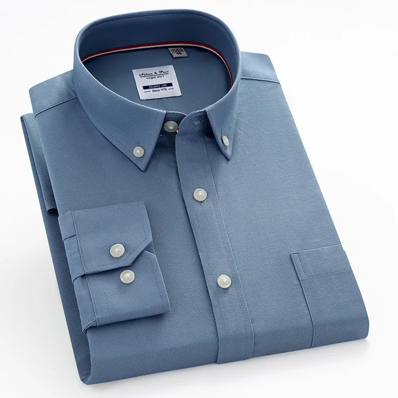 Chemise Homme Oxford Manches Longues Coton Slim Fit – CLEVI Paris