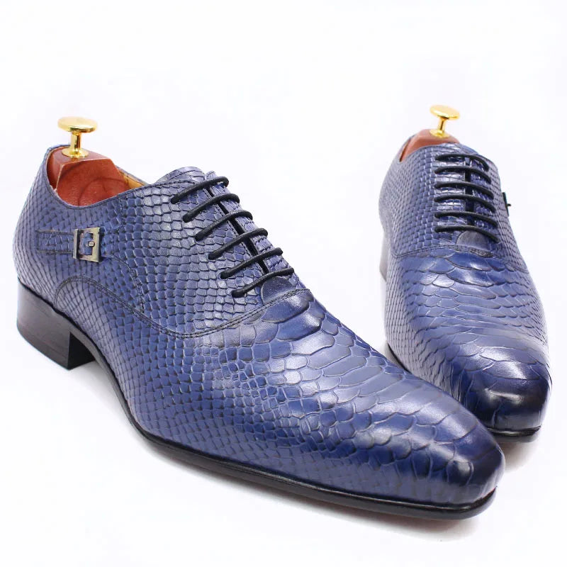 Oxford Homme Cuir Imprimé Peau de Serpent Bout Pointu | Business Mariage US 6-13