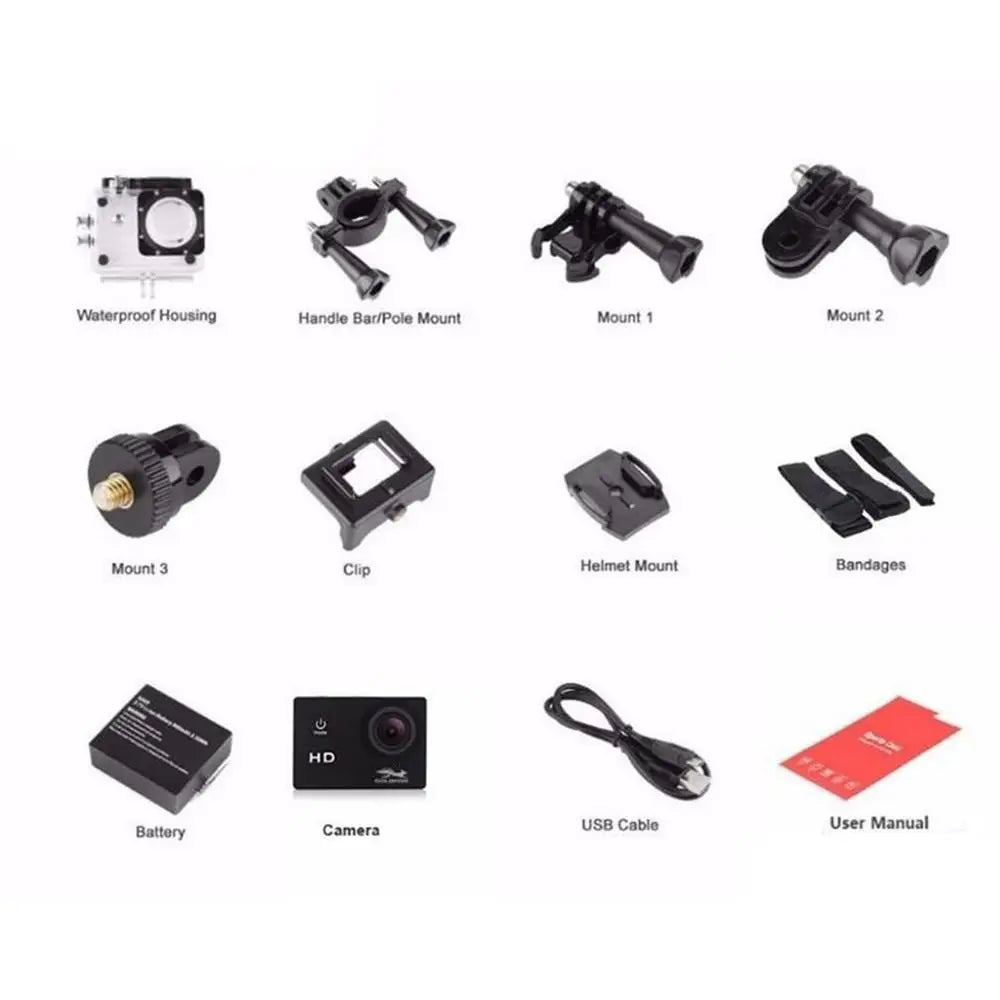 Caméra Sport Étanche 1080P Grand Angle – Plongée & Action – CLEVI Paris