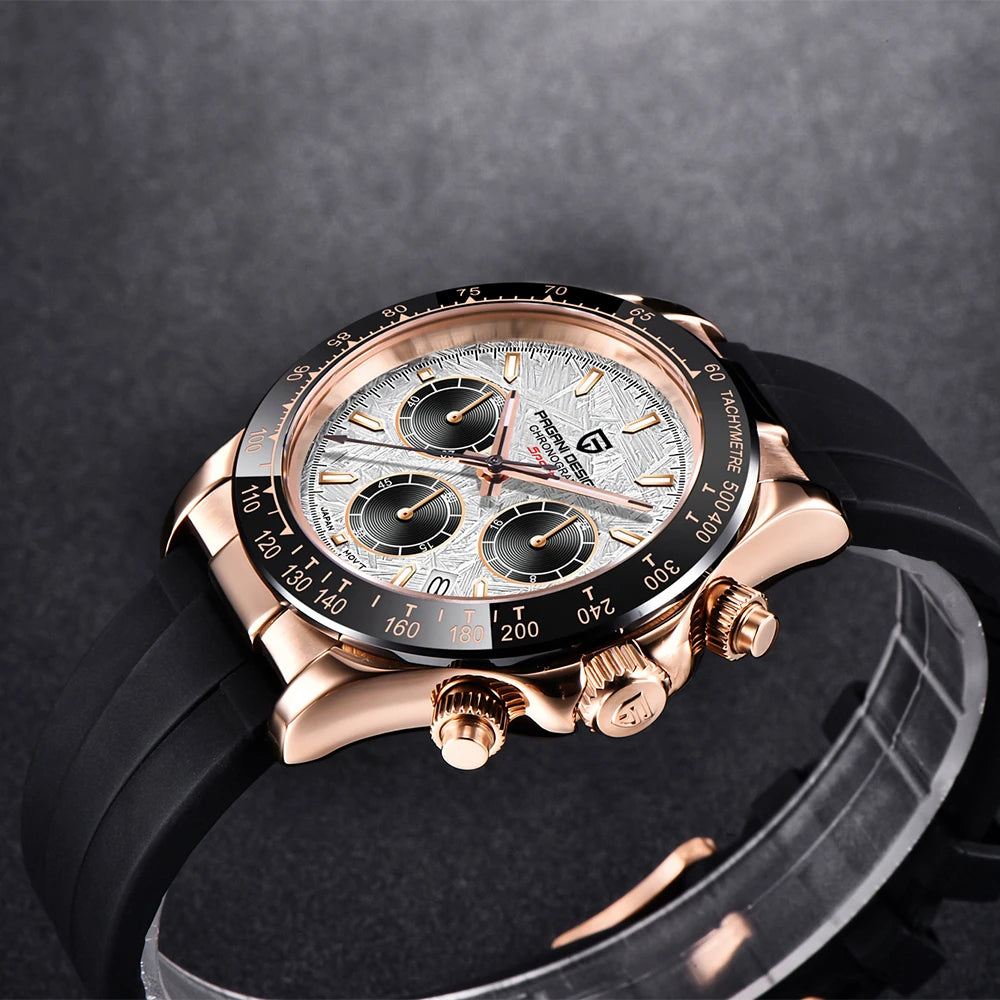 Montre Homme Quartz Chronographe Cadran Météorite Lunette Céramique Pagani Design PD-1664 – CLEVI Paris
