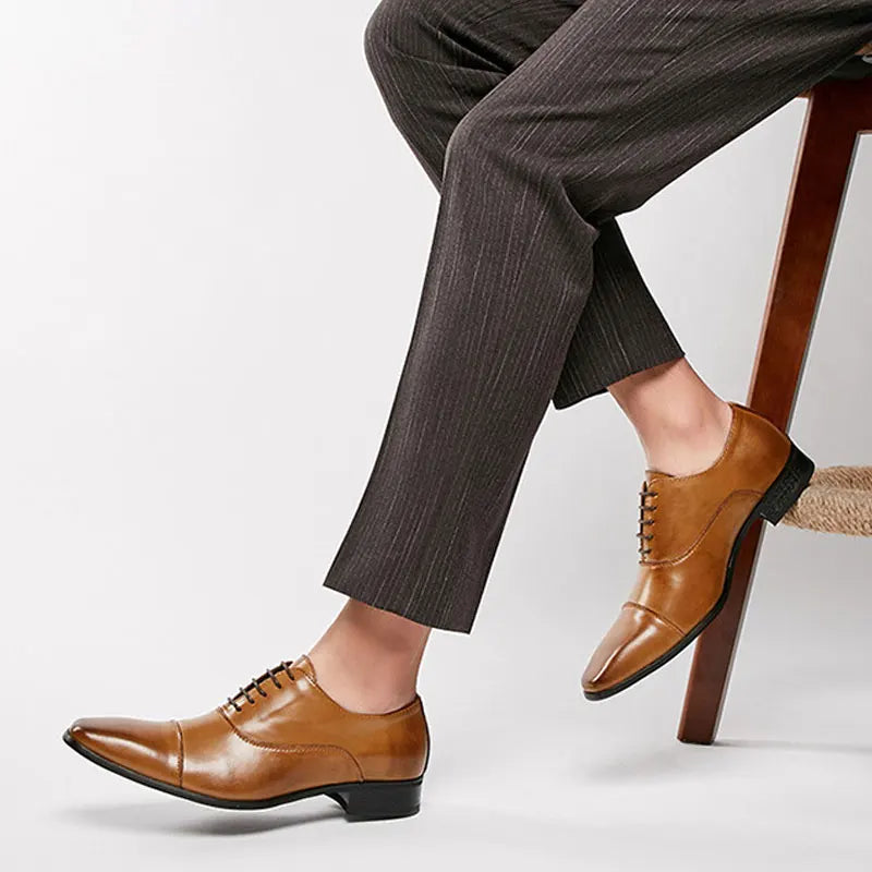Oxford Cuir Vache Lacets Bout Pointu Homme | Bureau Mariage EU 39-45
