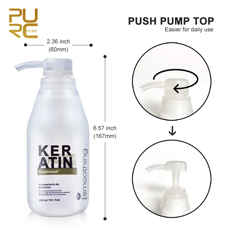 Traitement Kératine Brésilien PURC 300ml | 0% 5% 8% 12% | Lissage 3 Mois – CLEVI Paris
