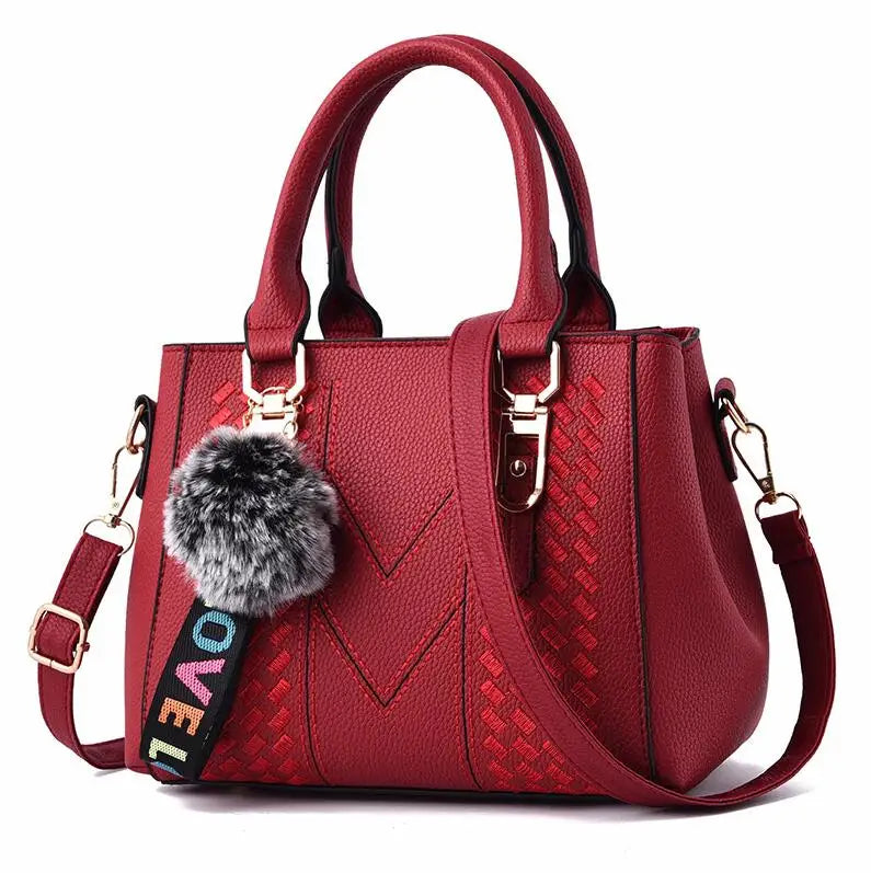 Sac à Main Femme Cuir PU Brodé & Pompon — Bandoulière, Fermeture Éclair, 12 Coloris | CLEVI Paris
