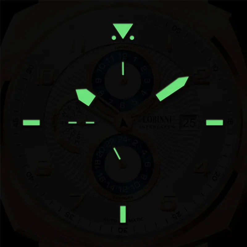 Montre Automatique Homme LOBINNI L16053 – Mouvement Seagull Verre Saphir Étanche 5 Bars