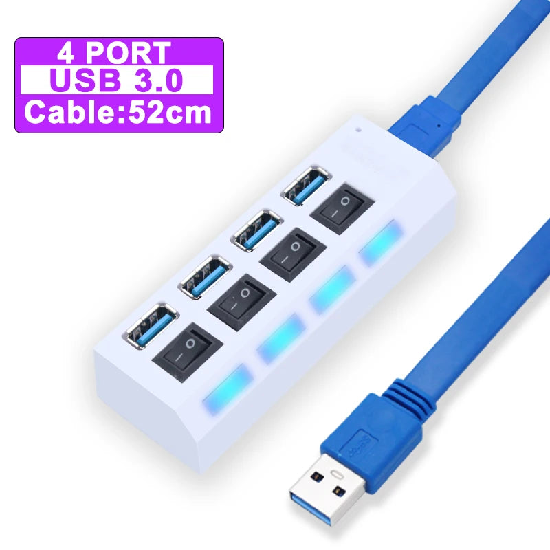 Hub USB 2.0 3.0 avec Interrupteurs 4 ou 7 Ports Prise EU US PC Mac – CLEVI Paris
