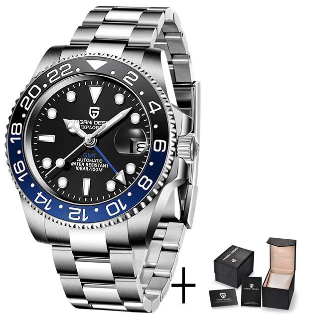 Montre Homme Pagani Design PD-1662 Automatique GMT Verre Saphir Étanche 10 Bars Acier Inoxydable – CLEVI Paris