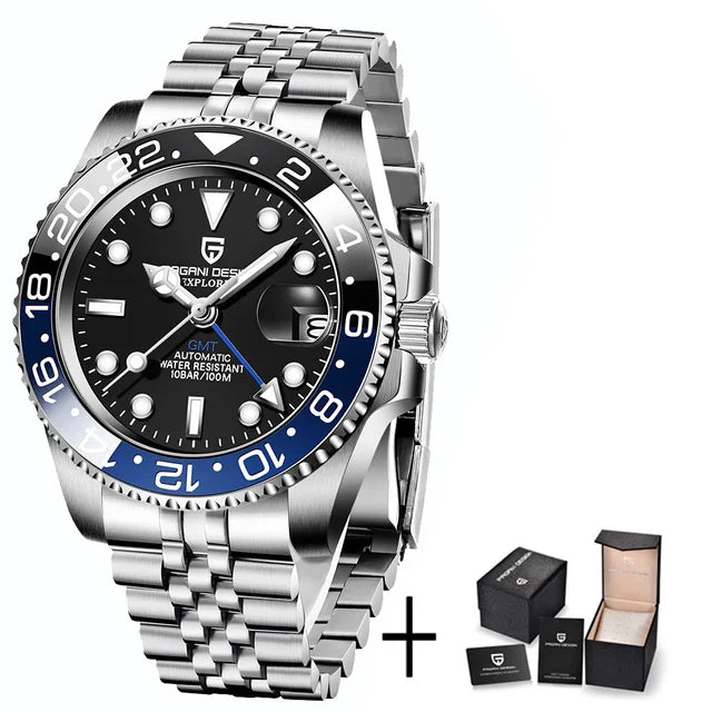 Montre Homme Pagani Design PD-1662 Automatique GMT Verre Saphir Étanche 10 Bars Acier Inoxydable – CLEVI Paris