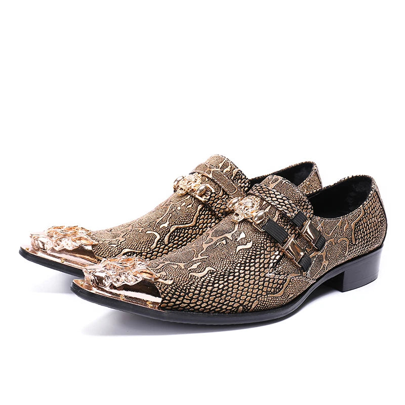 Chaussure Homme Cuir Véritable Bout Métal Slip-On Bout Pointu | Mariage & Bureau EU 36-49