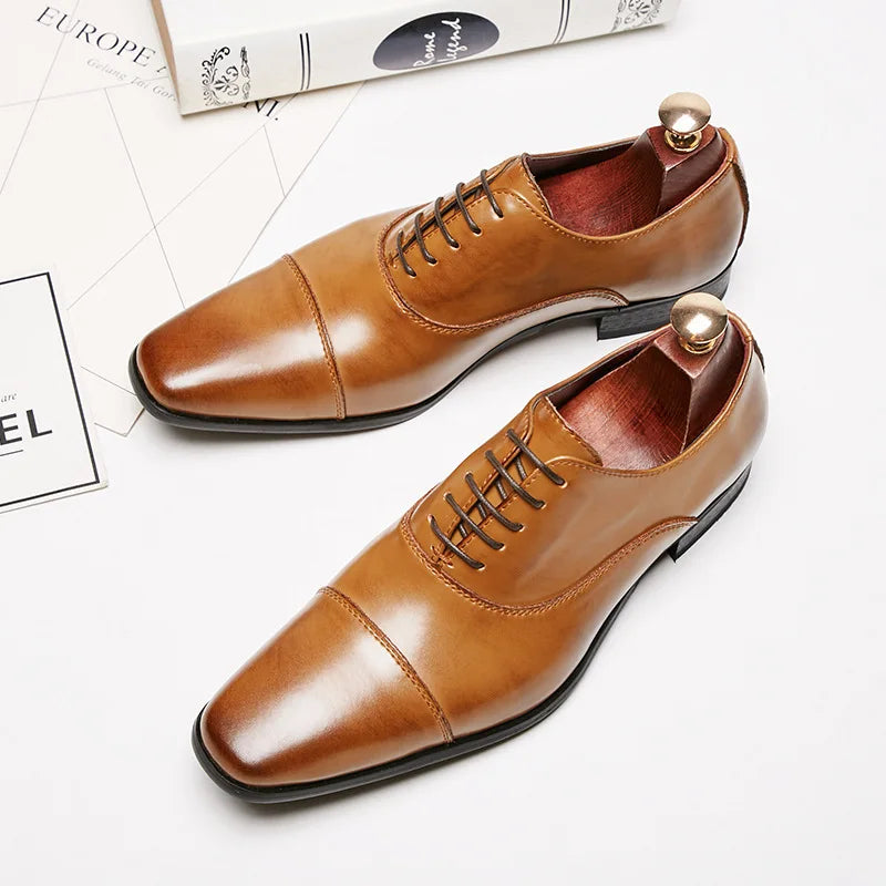 Oxford Cuir Vache Lacets Bout Pointu Homme | Bureau Mariage EU 39-45