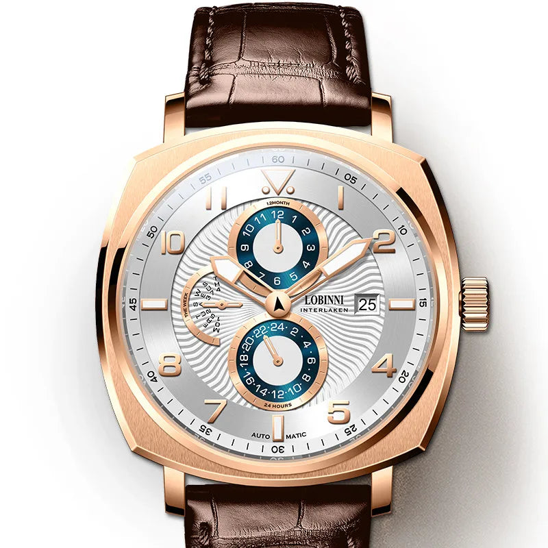 Montre Automatique Homme LOBINNI L16053 – Mouvement Seagull Verre Saphir Étanche 5 Bars