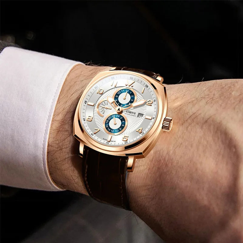 Montre Automatique Homme LOBINNI L16053 – Mouvement Seagull Verre Saphir Étanche 5 Bars