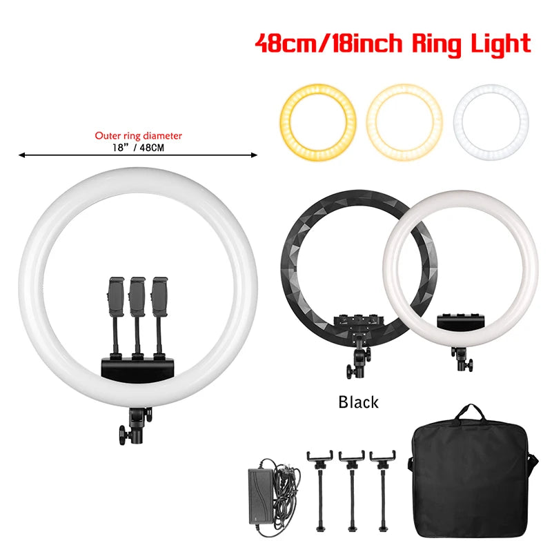 Anneau lumineux LED SH 45 cm, supports au choix – CLEVI Paris
