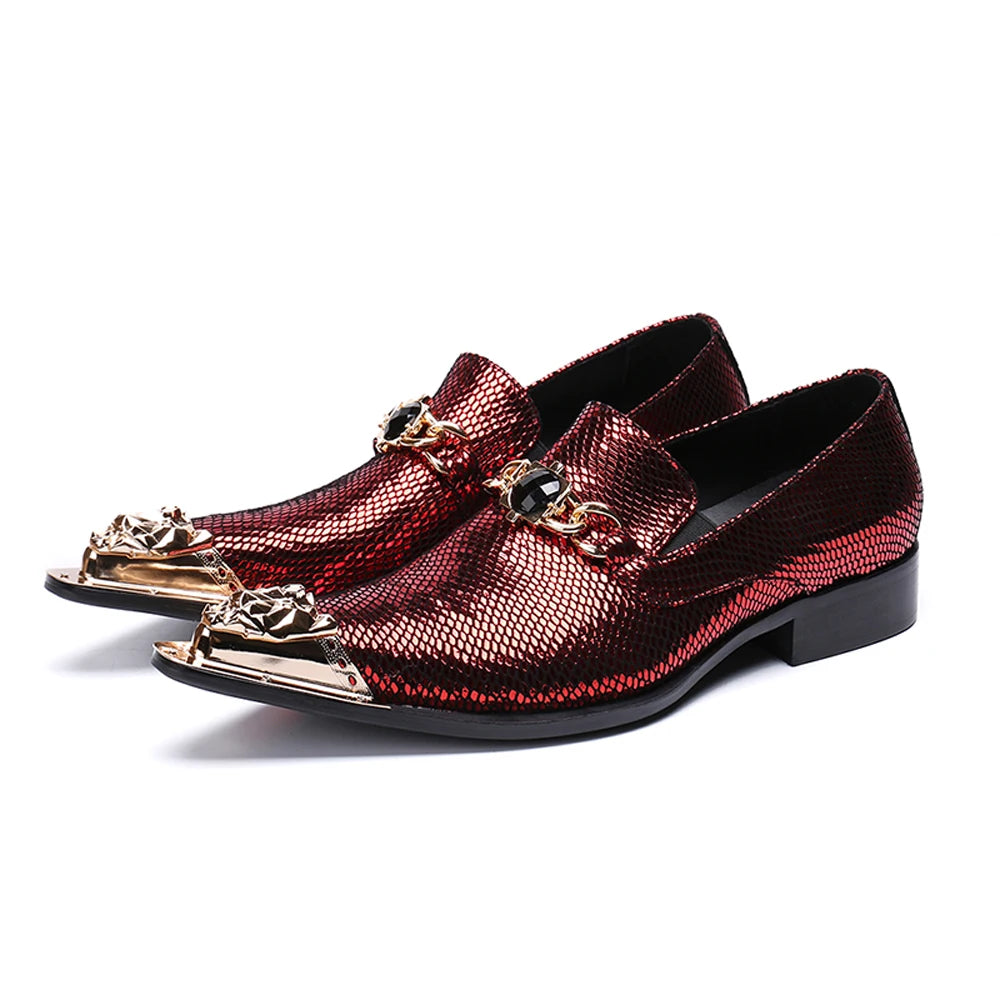 Chaussure Homme Cuir Véritable Bout Métal Slip-On Bout Pointu | Mariage & Bureau EU 36-49