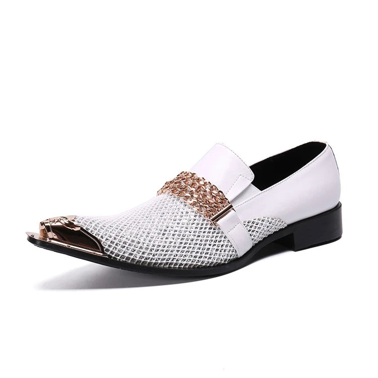 Oxford Homme Cuir Motif Serpent Embossé Bout Pointu Multicolore – CLEVI Paris
