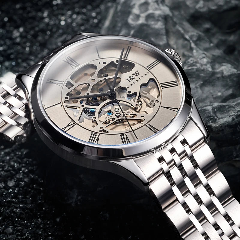 Montre CARNIVAL 8522 – Automatique Squelette, Verre Saphir, Acier Inoxydable, Chiffres Romains, Étanche 3 ATM – CLEVI Paris