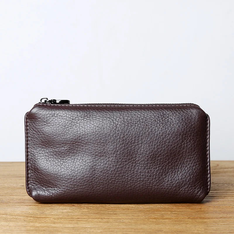 Portefeuille Long Unisexe Cuir Vachette Véritable 2 Formats Fermeture Éclair – CLEVI Paris