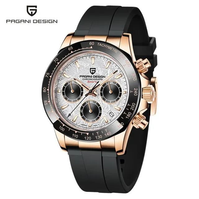 Montre Homme Quartz Chronographe Cadran Météorite Lunette Céramique Pagani Design PD-1664 – CLEVI Paris
