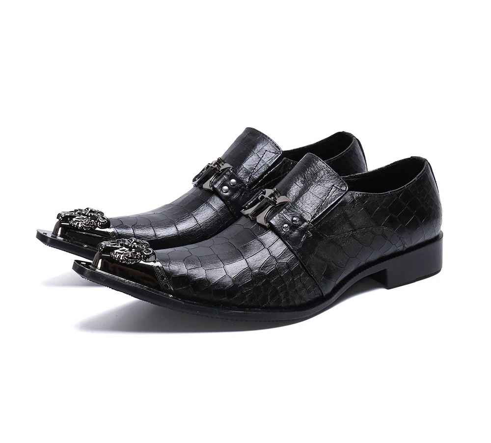 Oxford Homme Cuir Motif Serpent Embossé Bout Pointu Multicolore – CLEVI Paris
