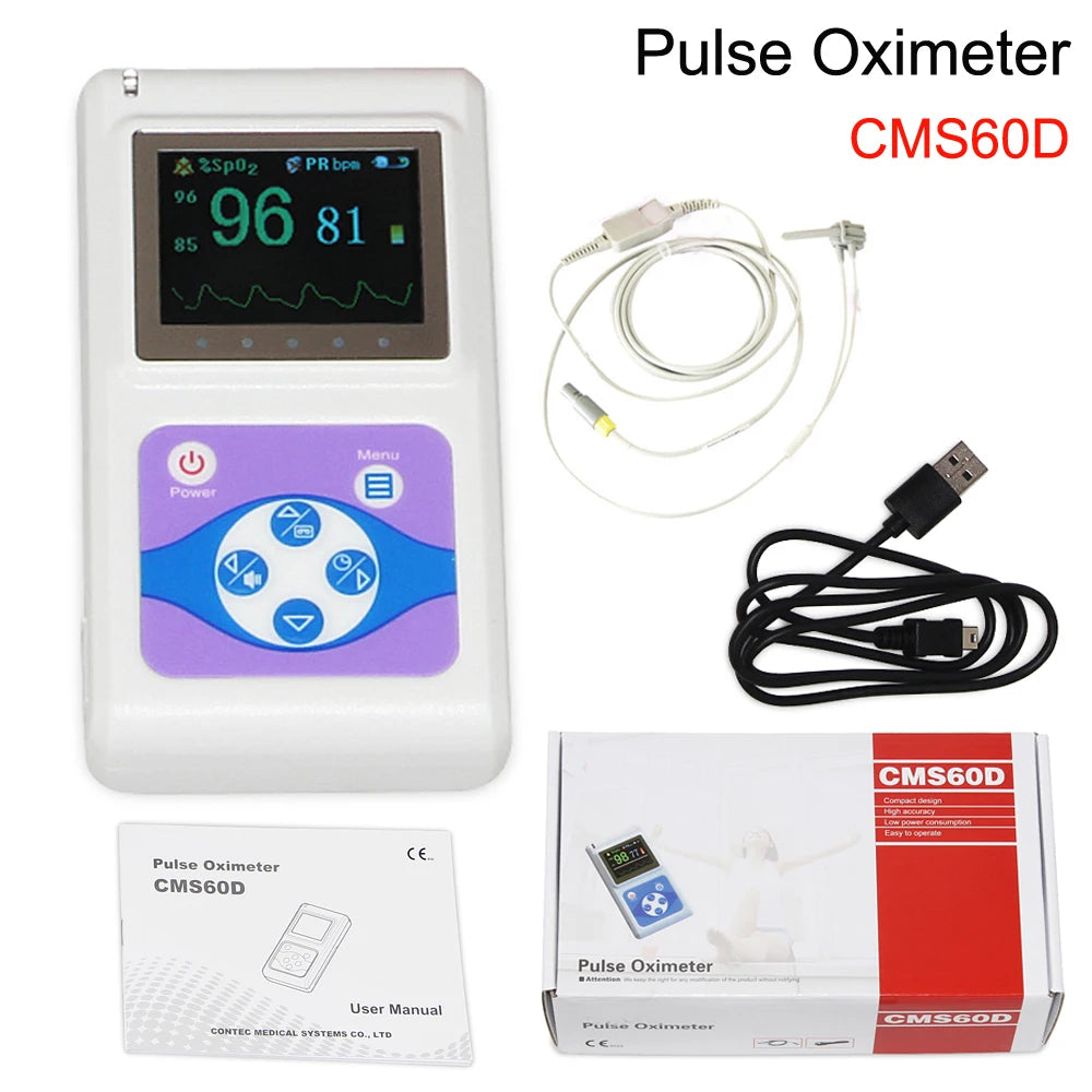 Oxymètre Portable Contec CMS60D OLED SpO2 Sonde Néonatale Logiciel PC – CLEVI Paris