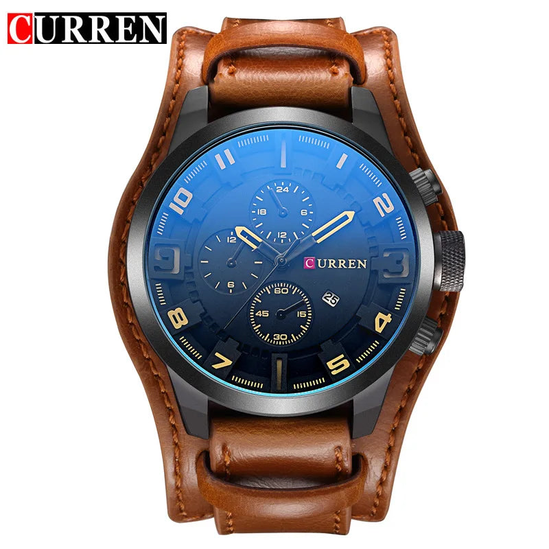 Montre Quartz Homme CURREN 8225 – Bracelet Cuir, Calendrier & Style Sport Casual | 5 Coloris