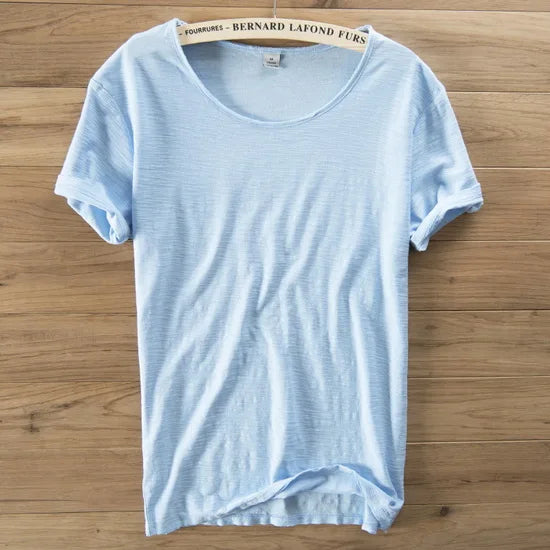 T-Shirt Homme 100% Coton Col Rond Uni Style Italien Casual 11 Coloris Respirant – CLEVI Paris
