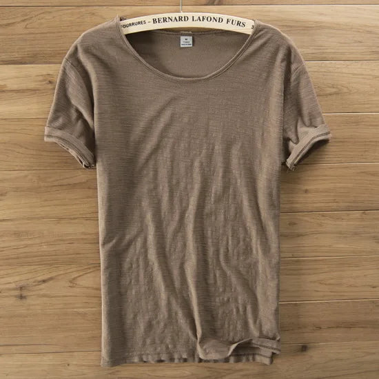 T-Shirt Homme 100% Coton Col Rond Uni Style Italien Casual 11 Coloris Respirant – CLEVI Paris