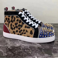 Sneakers Homme Imprimé Léopard – Clous, Patchwork Bicolore, Respirantes, Lacets | Tailles 37–47