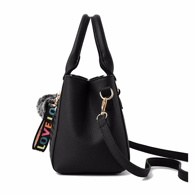 Sac à Main Femme Cuir PU Brodé & Pompon — Bandoulière, Fermeture Éclair, 12 Coloris | CLEVI Paris