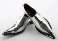 Chaussures Homme Luxe Serpentine Argentées – Cuir, Bout Pointu – CLEVI Paris