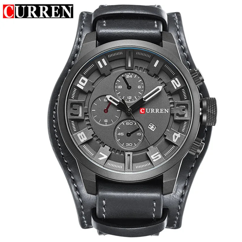 Montre Quartz Homme CURREN 8225 – Bracelet Cuir, Calendrier & Style Sport Casual | 5 Coloris