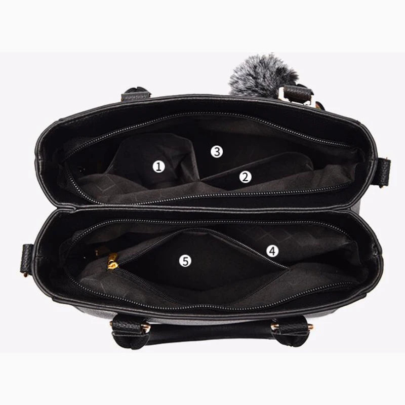 Sac à Main Femme Cuir PU Brodé & Pompon — Bandoulière, Fermeture Éclair, 12 Coloris | CLEVI Paris