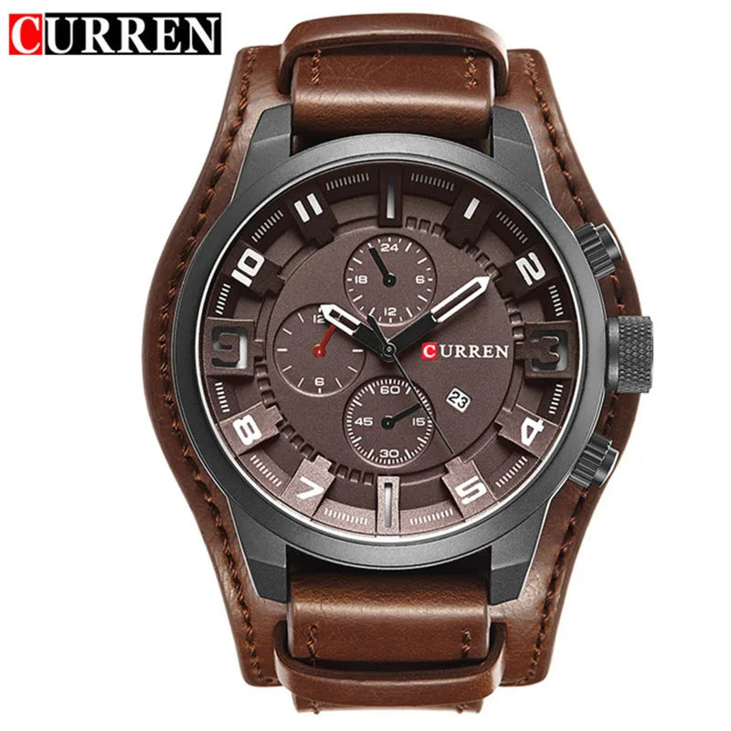 Montre Quartz Homme CURREN 8225 – Bracelet Cuir, Calendrier & Style Sport Casual | 5 Coloris