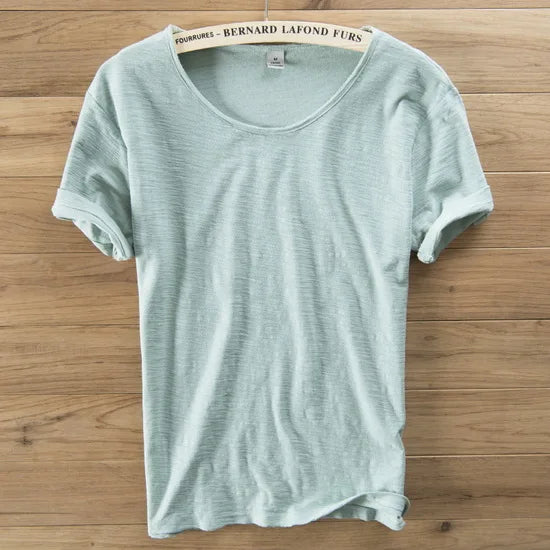T-Shirt Homme 100% Coton Col Rond Uni Style Italien Casual 11 Coloris Respirant – CLEVI Paris