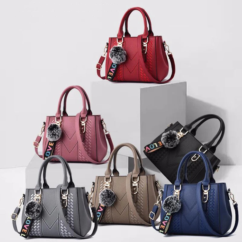 Sac à Main Femme Cuir PU Brodé & Pompon — Bandoulière, Fermeture Éclair, 12 Coloris | CLEVI Paris