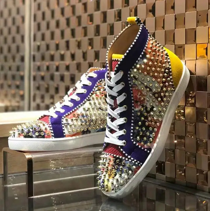 Sneakers Montantes Homme Beertola Graffiti Multicolore Full Spikes | Cuir Artificiel | Pointures 37-46 – CLEVI Paris
