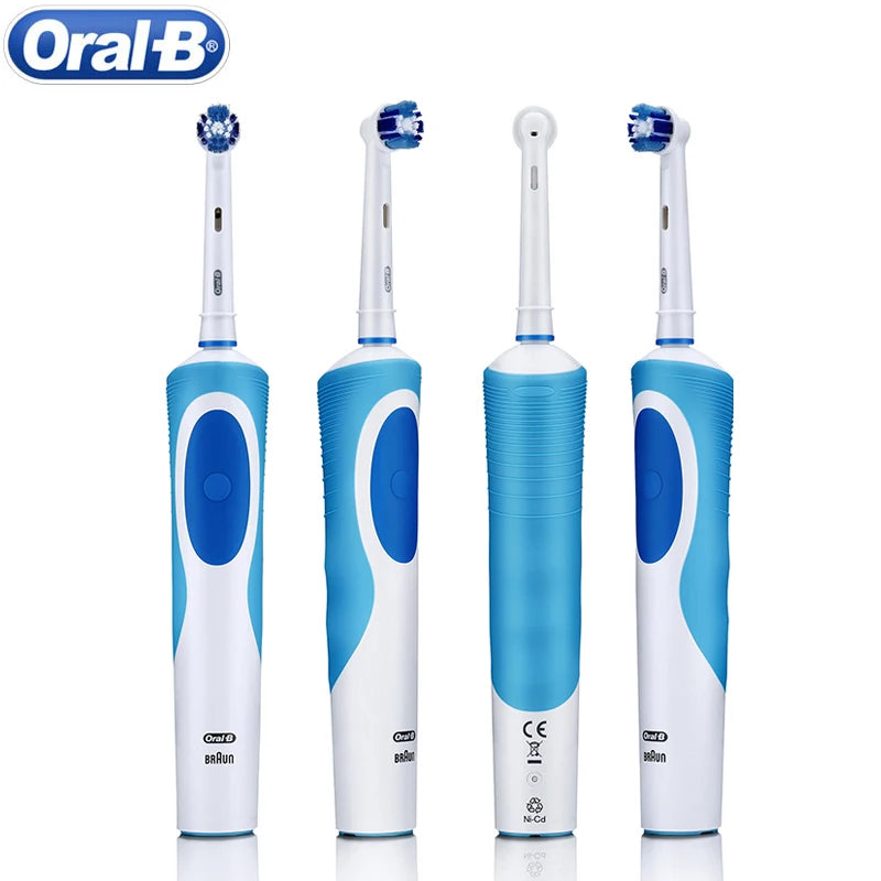 Brosse à Dents Électrique Oral-B D12 – Vibration Rotatoire 2D, IPX7, Minuterie 2 min – 4 Têtes Offertes