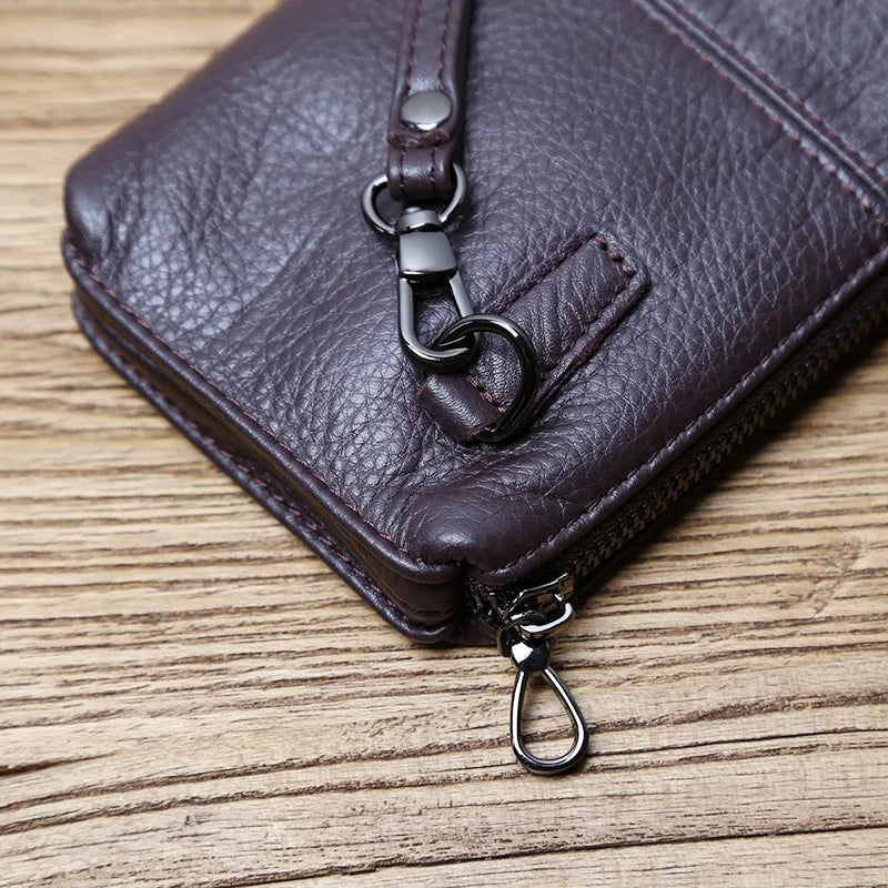 Portefeuille Long Unisexe Cuir Vachette Véritable 2 Formats Fermeture Éclair – CLEVI Paris