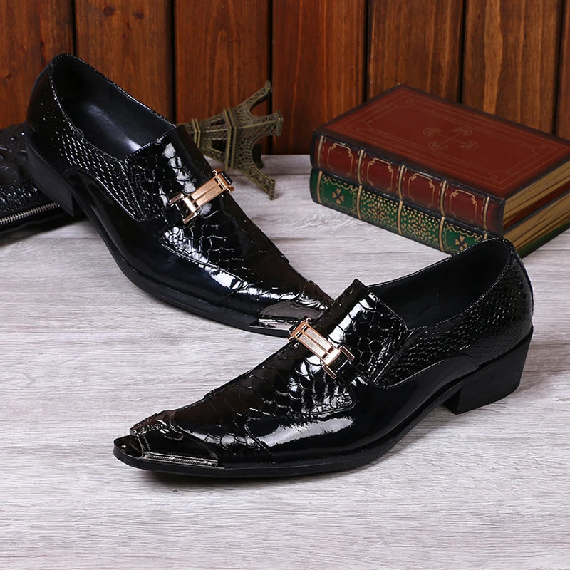 Chaussure Homme Cuir Véritable Bout Métal Slip-On Bout Pointu | Mariage & Bureau EU 36-49