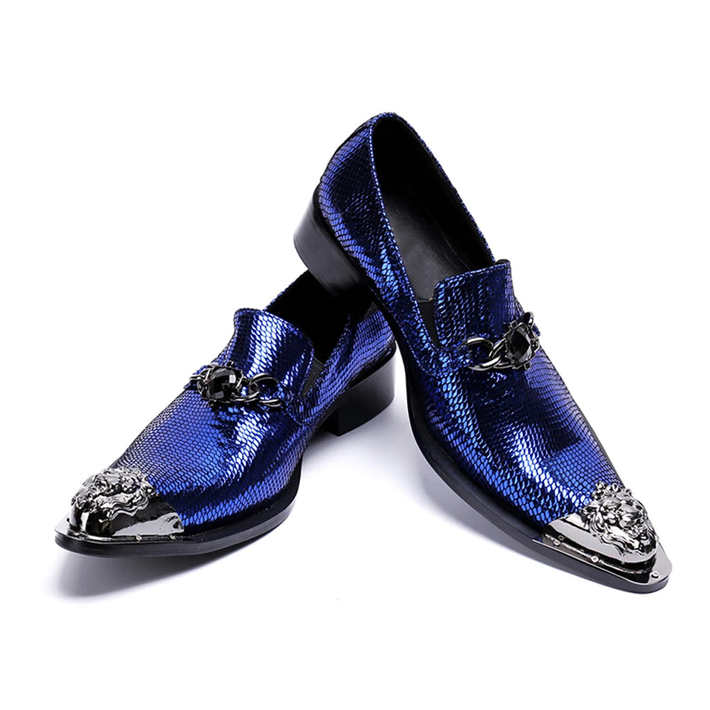 Chaussure Homme Cuir Véritable Bout Métal Slip-On Bout Pointu | Mariage & Bureau EU 36-49