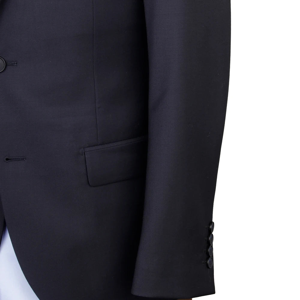 Costume Homme Sur-Mesure 100% Laine Super 120 Bleu Nuit Mariage Smoking – CLEVI Paris