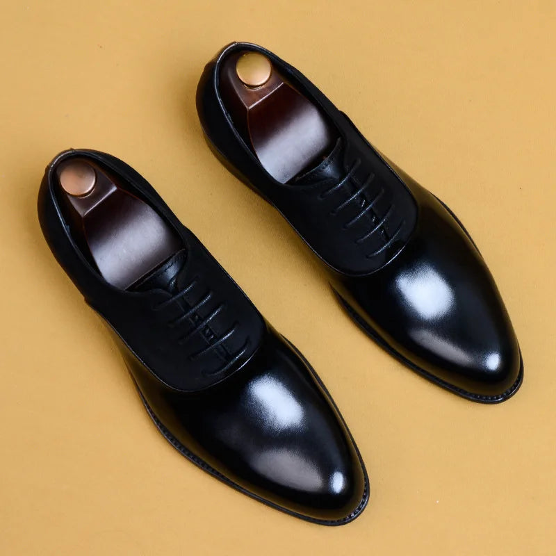 Oxford Brogue Cuir Vache Fait Main Homme | Bordeaux Noir EU 38-46