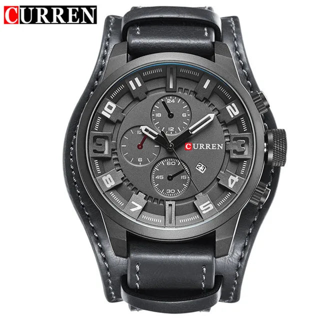 CURREN Montre Quartz Homme Style Chronographe Cuir Date Jour 45mm Mouvement Japonais – CLEVI Paris