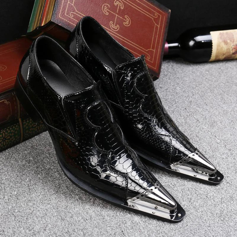 Chaussure Homme Cuir Véritable Bout Métal Slip-On Bout Pointu | Mariage & Bureau EU 36-49
