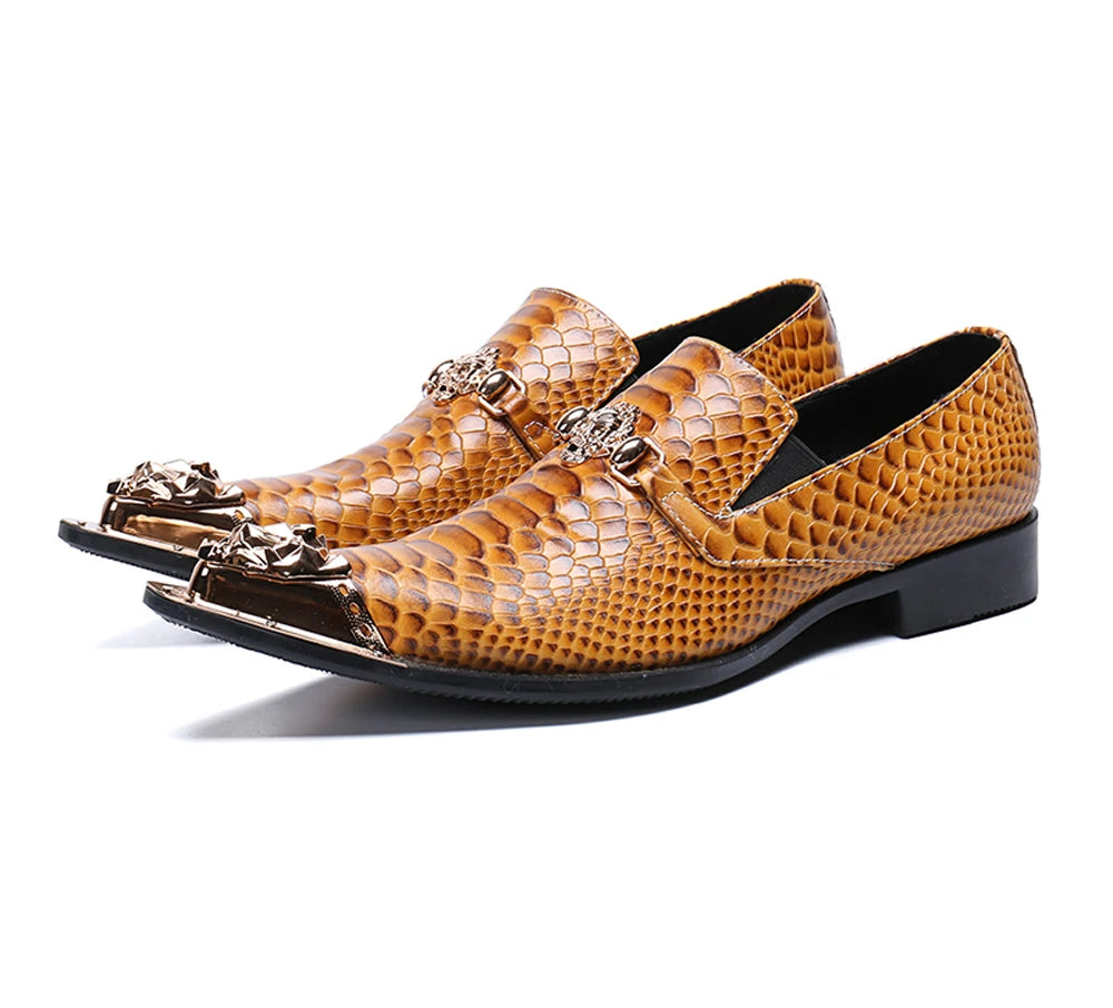Oxford Homme Cuir Motif Serpent Embossé Bout Pointu Multicolore – CLEVI Paris